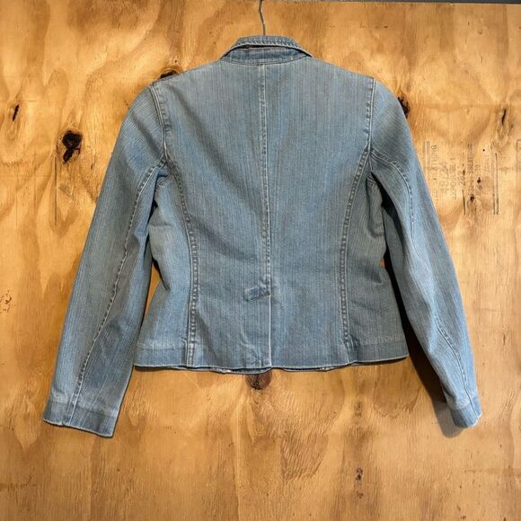 Gap Stretch Light Wash Jean Denim Blazer Size 2 - Picture 2 of 4